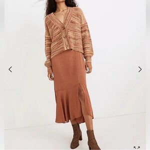 Madewell Flounce-Hem Midi Skirt in Cheetah Jacquard